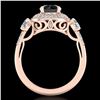 Image 3 : 2.05 ctw Fancy Black Diamond Art Deco 3 Stone Ring 18k Rose Gold - REF-180H2R