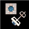Image 3 : 1.63 ctw Fancy Intense Blue Diamond Art Deco Earrings 18k Rose Gold - REF-176H4R