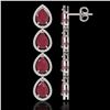 Image 2 : 16.01 ctw Ruby & Diamond Micro Pave Halo Earrings 10k White Gold - REF-236K4Y