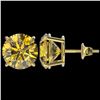 Image 2 : 5 ctw Certified Intense Yellow Diamond Stud Earrings 10k Yellow Gold - REF-810G2W