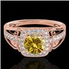 Image 1 : 1.3 ctw Certified SI/I Fancy Intense Yellow Diamond Ring 10k Rose Gold - REF-197K8Y