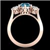 Image 3 : 1.51 ctw Intense Blue Diamond Art Deco 3 Stone Ring 18k Rose Gold - REF-236G4W