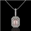 Image 2 : 6.05 ctw Morganite & Diamond Victorian Necklace 14K White Gold - REF-272K8Y