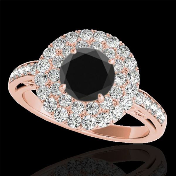 2.25 ctw Certified VS Black Diamond Solitaire Halo Ring 10k Rose Gold - REF-93K5Y