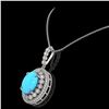 Image 3 : 8.97 ctw Turquoise & Diamond Victorian Necklace 14K White Gold - REF-245K5Y