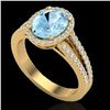 Image 2 : 3 ctw Aquamarine & Micro VS/SI Diamond Halo Ring 18k Yellow Gold - REF-83W6H