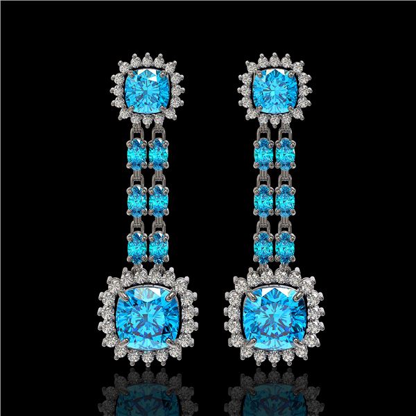 19.64 ctw Swiss Topaz & Diamond Earrings 14K White Gold - REF-232N9F