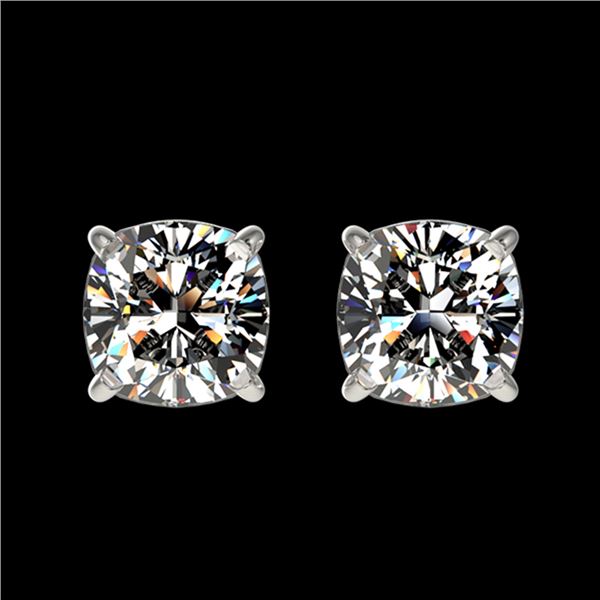 1 ctw Certified VS/SI Quality Cushion Diamond Stud Earrings 10k White Gold - REF-120H3R