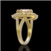 Image 3 : 4.22 ctw Certified Morganite & Diamond Victorian Ring 14K Yellow Gold - REF-195R6K