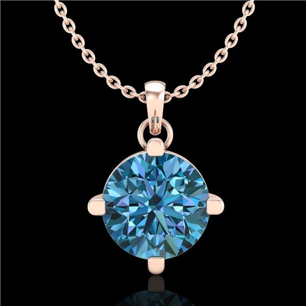 1 ctw Intense Blue Diamond Art Deco Stud Necklace 18k Rose Gold - REF-154W5H