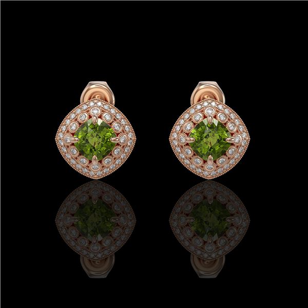 4.39 ctw Tourmaline & Diamond Victorian Earrings 14K Rose Gold - REF-131N8F