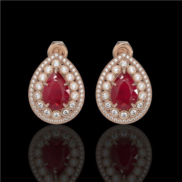 9.74 ctw Certified Ruby & Diamond Victorian Earrings 14K Rose Gold - REF-254N4F