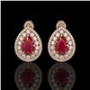 Image 1 : 9.74 ctw Certified Ruby & Diamond Victorian Earrings 14K Rose Gold - REF-254N4F