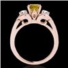 Image 2 : 1.7 ctw Certified SI Intense Yellow Diamond 3 Stone Ring 10k Rose Gold - REF-252G3W