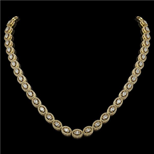18.43 ctw Oval Cut Diamond Micro Pave Necklace 18K Yellow Gold - REF-1596N8F