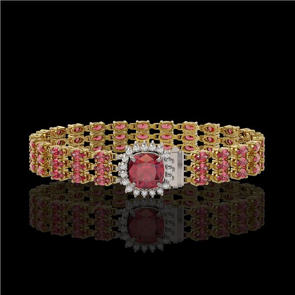 28.56 ctw Tourmaline & Diamond Bracelet 14K Yellow Gold - REF-414K2Y