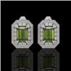 Image 1 : 12.99 ctw Tourmaline & Diamond Victorian Earrings 14K White Gold - REF-346W2H