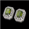 Image 2 : 12.99 ctw Tourmaline & Diamond Victorian Earrings 14K White Gold - REF-346W2H