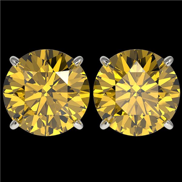 5 ctw Certified Intense Yellow Diamond Stud Earrings 10k White Gold - REF-810A2N