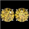 Image 1 : 5 ctw Certified Intense Yellow Diamond Stud Earrings 10k White Gold - REF-810A2N