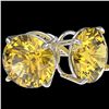 Image 3 : 5 ctw Certified Intense Yellow Diamond Stud Earrings 10k White Gold - REF-810A2N