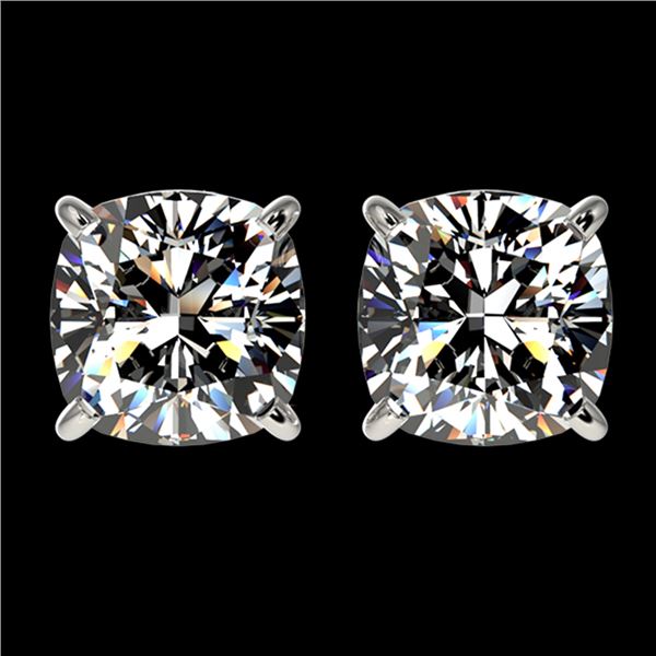 2 ctw Certified VS/SI Quality Cushion Diamond Stud Earrings 10k White Gold - REF-478Y6X