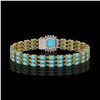 Image 3 : 22.19 ctw Turquoise & Diamond Bracelet 14K Yellow Gold - REF-281N8F