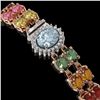 Image 3 : 21.1 ctw Sapphire & Diamond Bracelet 14K Rose Gold - REF-273H3R
