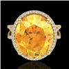 Image 1 : 10 ctw Citrine & Micro Pave VS/SI Diamond Ring 18k Yellow Gold - REF-80F2M