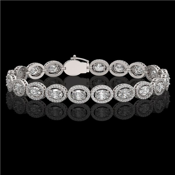 13.25 ctw Oval Cut Diamond Micro Pave Bracelet 18K White Gold - REF-1808W5H