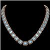 80.98 ctw Aquamarine & Diamond Micro Pave Halo Necklace 10k Rose Gold - REF-1317F3M