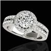 1.5 ctw Certified Diamond Solitaire Halo Ring 10k White Gold - REF-218R2K