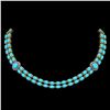 29.16 ctw Turquoise & Diamond Necklace 14K Yellow Gold - REF-454G5W