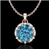 1.36 ctw Fancy Intense Blue Diamond Art Deco Necklace 18k Rose Gold - REF-180X2A