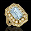 5.69 ctw Certified Aquamarine & Diamond Victorian Ring 14K Yellow Gold - REF-170G9W