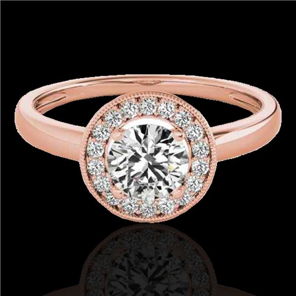 1.15 ctw Certified Diamond Solitaire Halo Ring 10k Rose Gold - REF-184F3M