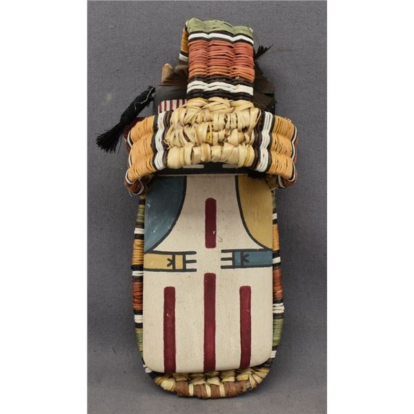HOPI INDIAN FLAT DOLL AND BASKETRY CRADLE