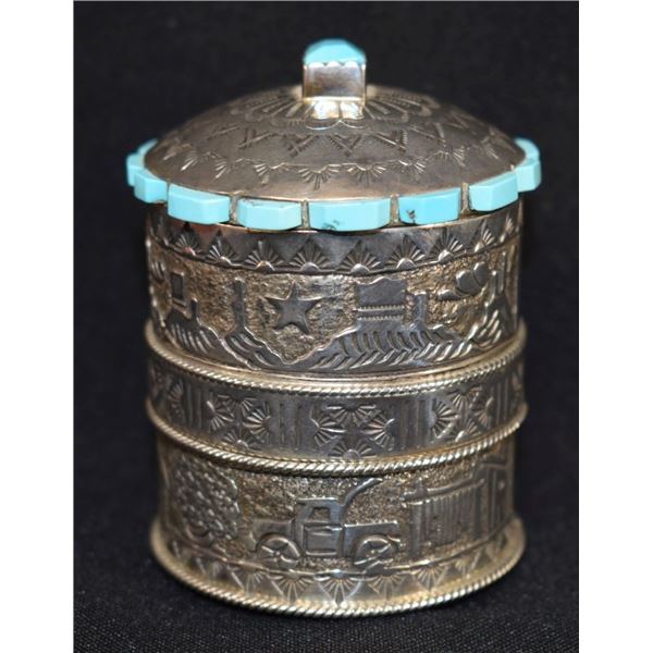NAVAJO INDIAN SILVER CONTAINER