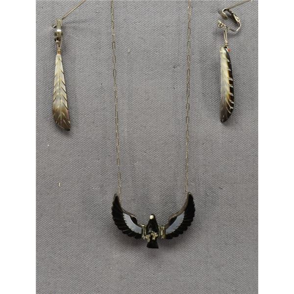 NAVAJO INDIAN NECKLACE AND EARRINGS