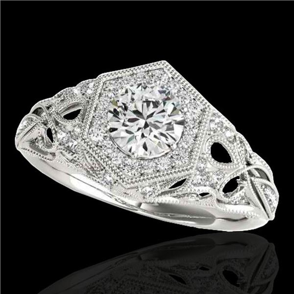 1.4 ctw Certified Diamond Solitaire Antique Ring 10k White Gold - REF-203A2N