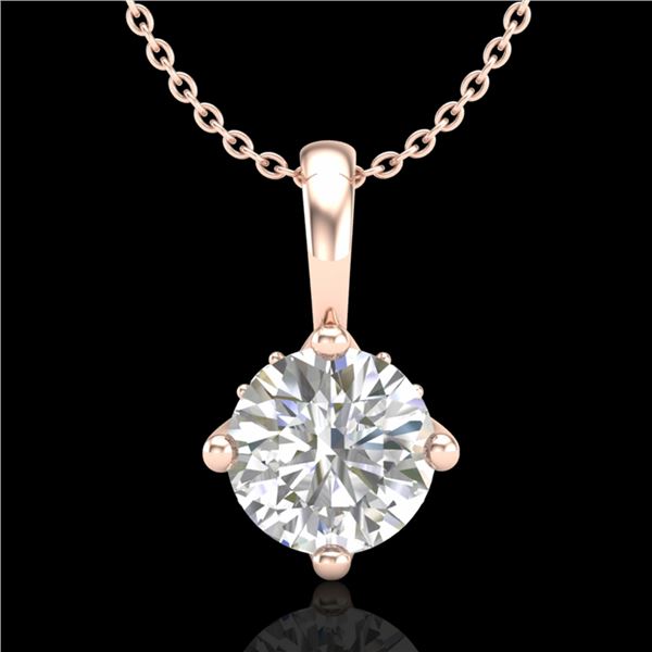 0.82 ctw VS/SI Diamond Solitaire Art Deco Stud Necklace 18k Rose Gold - REF-180A2N
