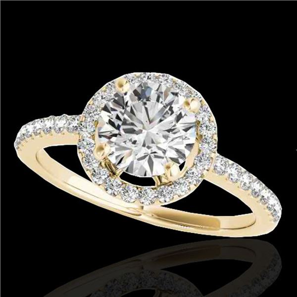 1.4 ctw Certified Diamond Solitaire Halo Ring 10k Yellow Gold - REF-190Y9X