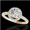 Image 1 : 1.4 ctw Certified Diamond Solitaire Halo Ring 10k Yellow Gold - REF-190Y9X