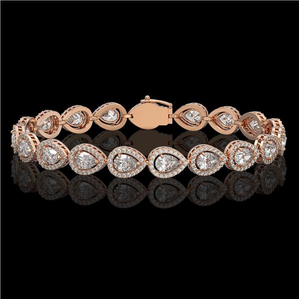 12.38 ctw Pear Cut Diamond Micro Pave Bracelet 18K Rose Gold - REF-1702K8Y