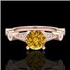Image 2 : 1.03 ctw Intense Fancy Yellow Diamond Art Deco Ring 18k Rose Gold - REF-154G5W