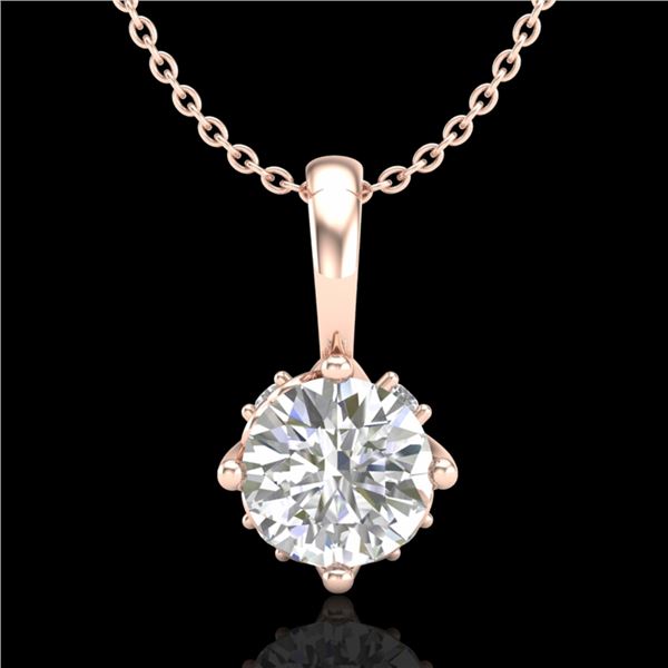0.62 ctw VS/SI Diamond Solitaire Art Deco Stud Necklace 18k Rose Gold - REF-101X8A