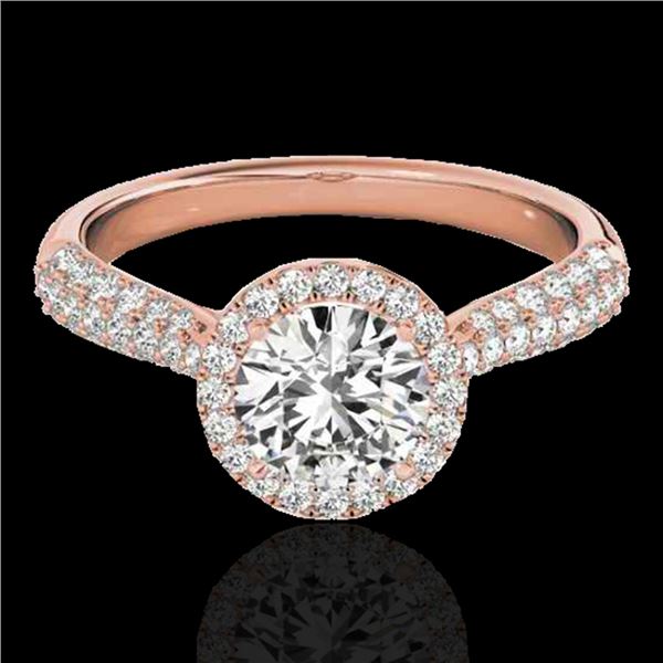 1.40 ctw Certified Diamond Solitaire Halo Ring 10k Rose Gold - REF-204M5G
