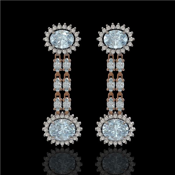 7.75 ctw Aquamarine & Diamond Earrings 14K Rose Gold - REF-227G3W