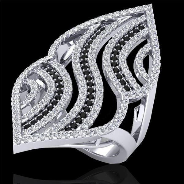 2 ctw Micro Pave Black & White VS/SI Diamond Ring 14k White Gold - REF-162W5H