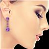 Image 3 : 18.96 ctw Amethyst & Diamond Earrings 14K Yellow Gold - REF-222Y2X